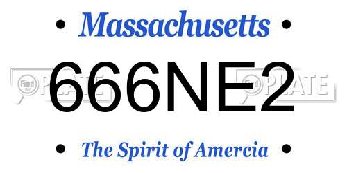 666NE2 Massachusetts License Plate