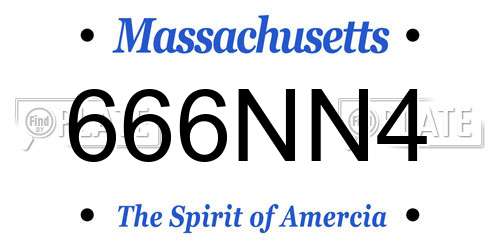 666NN4 Massachusetts License Plate
