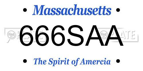666SAA Massachusetts License Plate