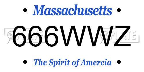 666WWZ Massachusetts License Plate