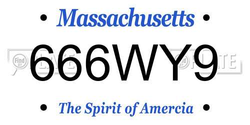 666WY9 Massachusetts License Plate