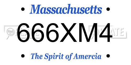 666XM4 Massachusetts License Plate