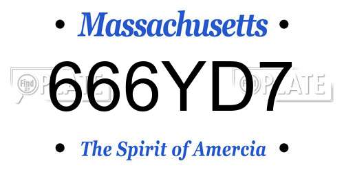 666YD7 Massachusetts License Plate
