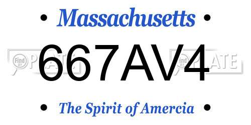 667AV4 Massachusetts License Plate