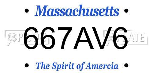 667AV6 Massachusetts License Plate