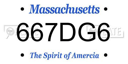 667DG6 Massachusetts License Plate