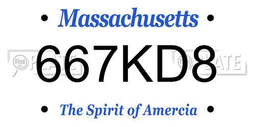 667KD8 Massachusetts License Plate