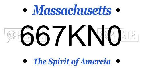667KN0 Massachusetts License Plate