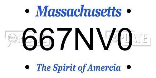 667NV0 Massachusetts License Plate