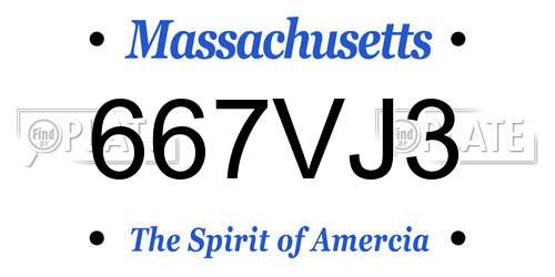 667VJ3 Massachusetts License Plate
