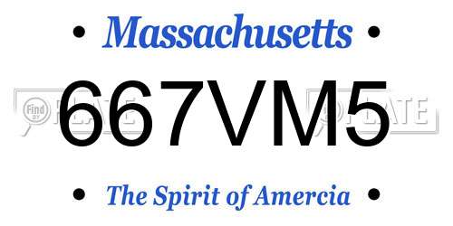 667VM5 Massachusetts License Plate