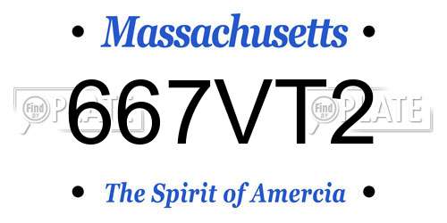 667VT2 Massachusetts License Plate