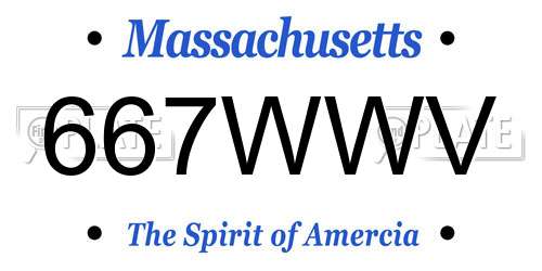 667WWV Massachusetts License Plate