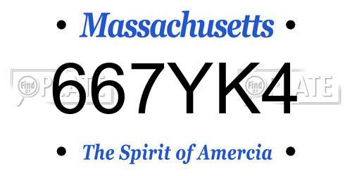 667YK4 Massachusetts License Plate