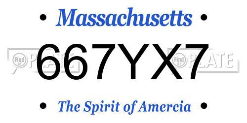 667YX7 Massachusetts License Plate