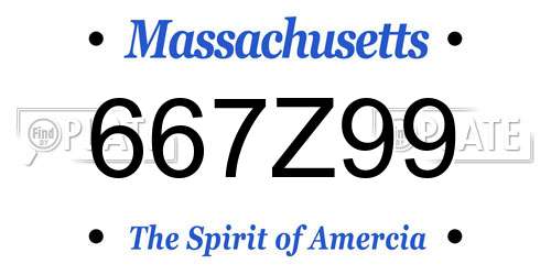 667Z99 Massachusetts License Plate