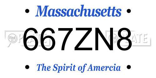 667ZN8 Massachusetts License Plate