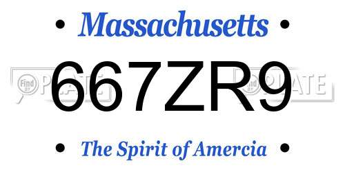 667ZR9 Massachusetts License Plate