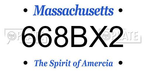 668BX2 Massachusetts License Plate