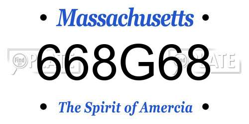 668G68 Massachusetts License Plate