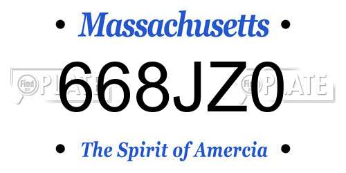 668JZ0 Massachusetts License Plate
