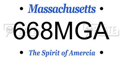 668MGA Massachusetts License Plate