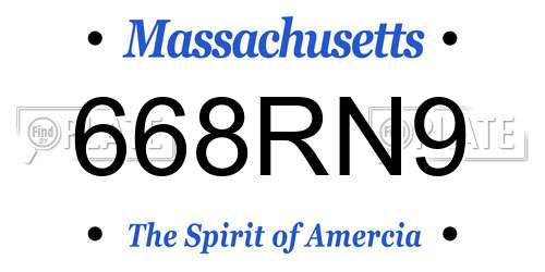 668RN9 Massachusetts License Plate