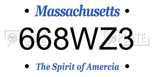 668WZ3 Massachusetts License Plate
