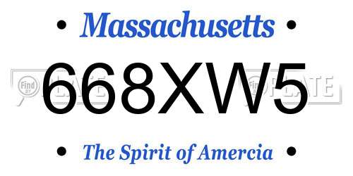 668XW5 Massachusetts License Plate