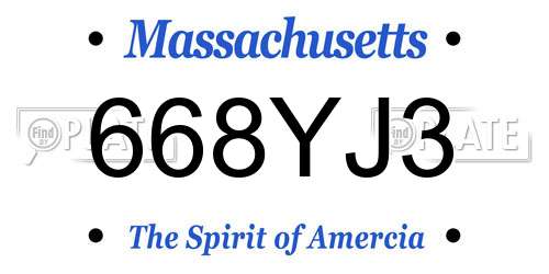 668YJ3 Massachusetts License Plate