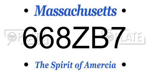 668ZB7 Massachusetts License Plate