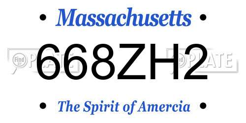 668ZH2 Massachusetts License Plate
