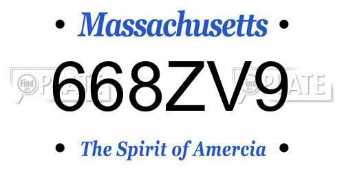 668ZV9 Massachusetts License Plate