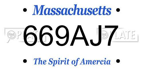 669AJ7 Massachusetts License Plate