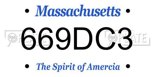 669DC3 Massachusetts License Plate