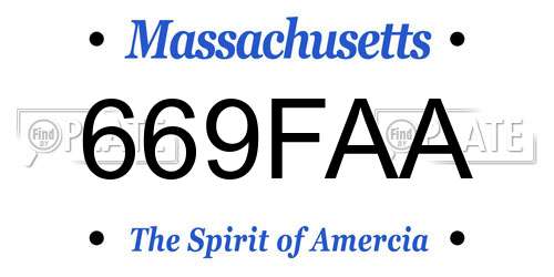 669FAA Massachusetts License Plate