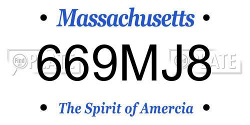 669MJ8 Massachusetts License Plate