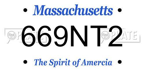 669NT2 Massachusetts License Plate