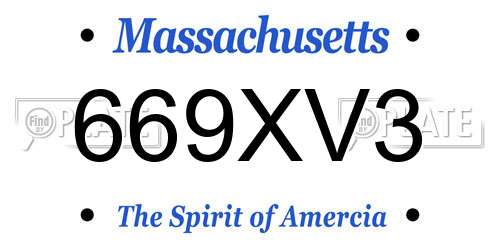 669XV3 Massachusetts License Plate
