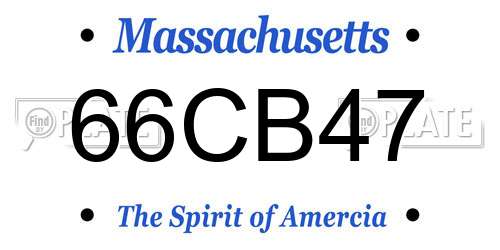 66CB47 Massachusetts License Plate