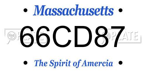 66CD87 Massachusetts License Plate