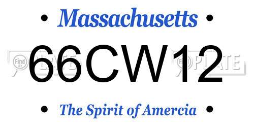 66CW12 Massachusetts License Plate