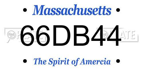 66DB44 Massachusetts License Plate
