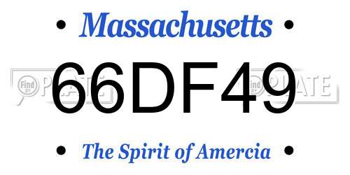 66DF49 Massachusetts License Plate