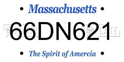 66DN621 Massachusetts License Plate