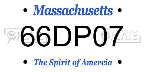 66DP07 Massachusetts License Plate