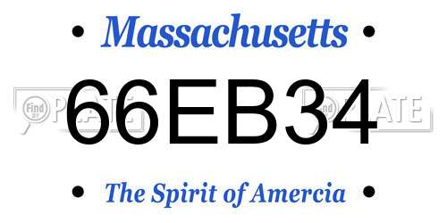 66EB34 Massachusetts License Plate