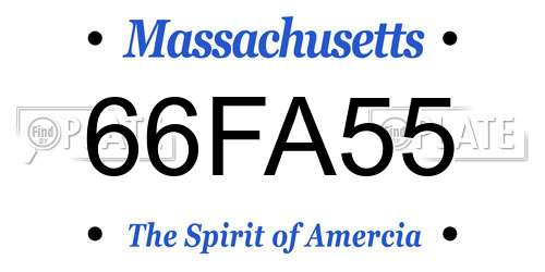 66FA55 Massachusetts License Plate