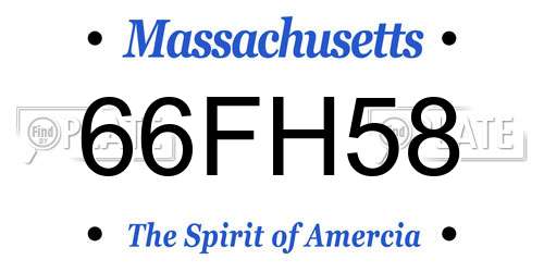 66FH58 Massachusetts License Plate