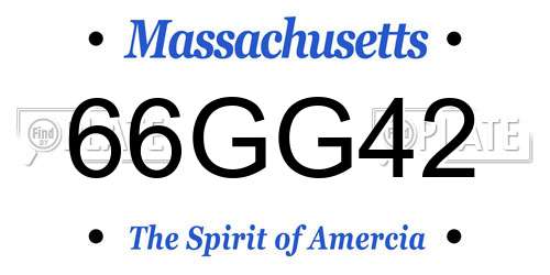 66GG42 Massachusetts License Plate